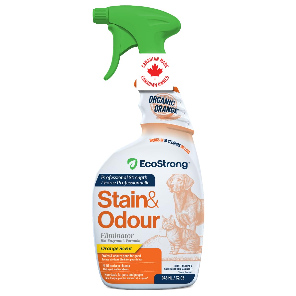 Eco Strong Orange Enzyme Cleaner | Made in Canada | Powerful Orange Extract Urine Destroyer and Probiotic Enzyme Pet Odor Eliminator (946 mL) - 2