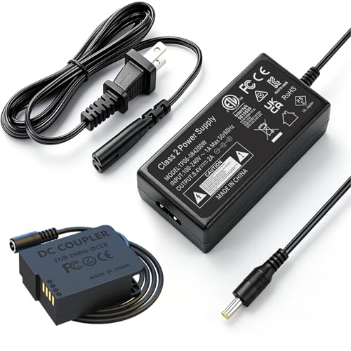 HY1C DMW-DCC8 DC Coupler Dummy Battery DMW-AC10 Power Supply Adapter Kit for Panasonic Lumix DMC-G7, DMC-G85, DMC-FZ2500, DMC-GX8, DMC-GH2, DMC-G5, DMC-G6, DMC-FZ200, DMC-FZ300, DC-G95 Camera