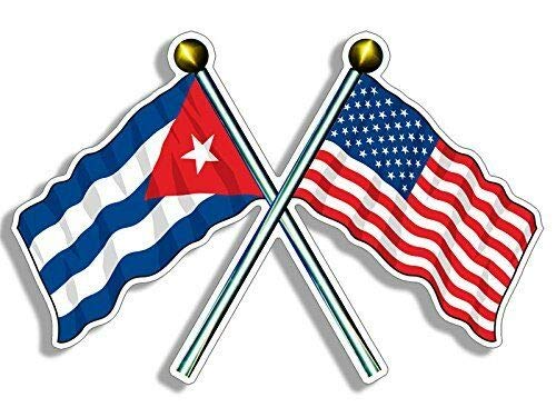 USA & Cuba Crossed Flags Magnet - 3x5 Inch Patriotic Vinyl Refrigerator Magnet