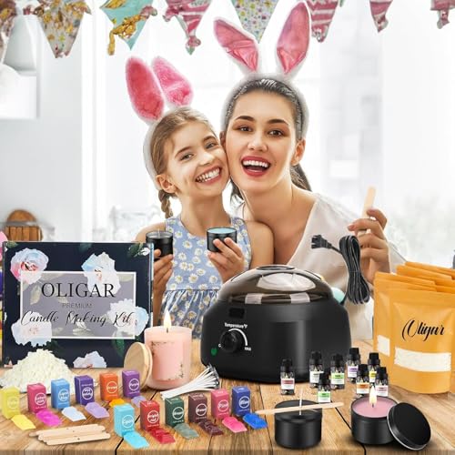 Oligar Kit completo de fabricação de velas com derretidor de cera, suprimentos para fabricação de ve