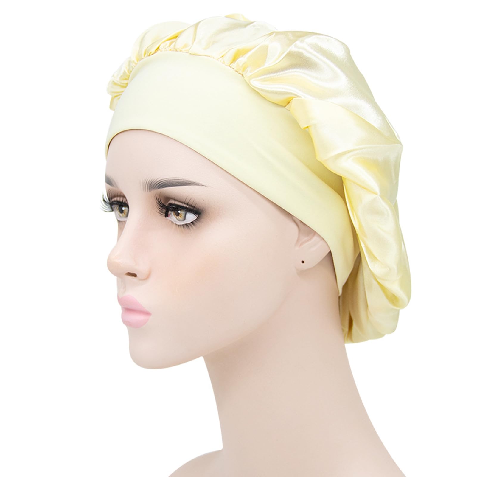 matumou Sleep Hat Wide Headband Elastic Satin Stretchy Hair Bonnet Hat for Woman Hair Care Hat