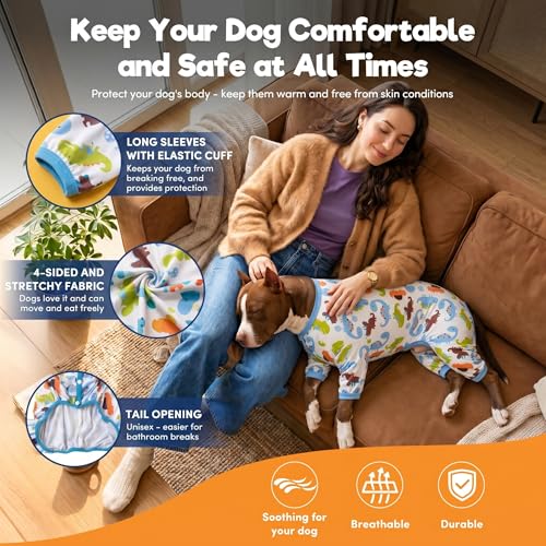 Pijama para perro grande con diseño de dinosaurio miniatura 5
