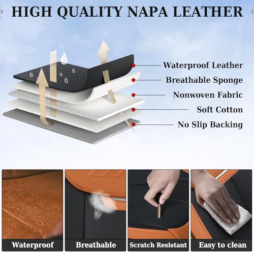 Image of Coverado Seat Covers, Front Car Seat Cover, 2 Pack Breathable Nappa Leather Seat Cover, Waterproof Car Seat Protector, Car Seat Cushion, Universal Auto Seat Covers Fit for Most Cars (Brown&Black)