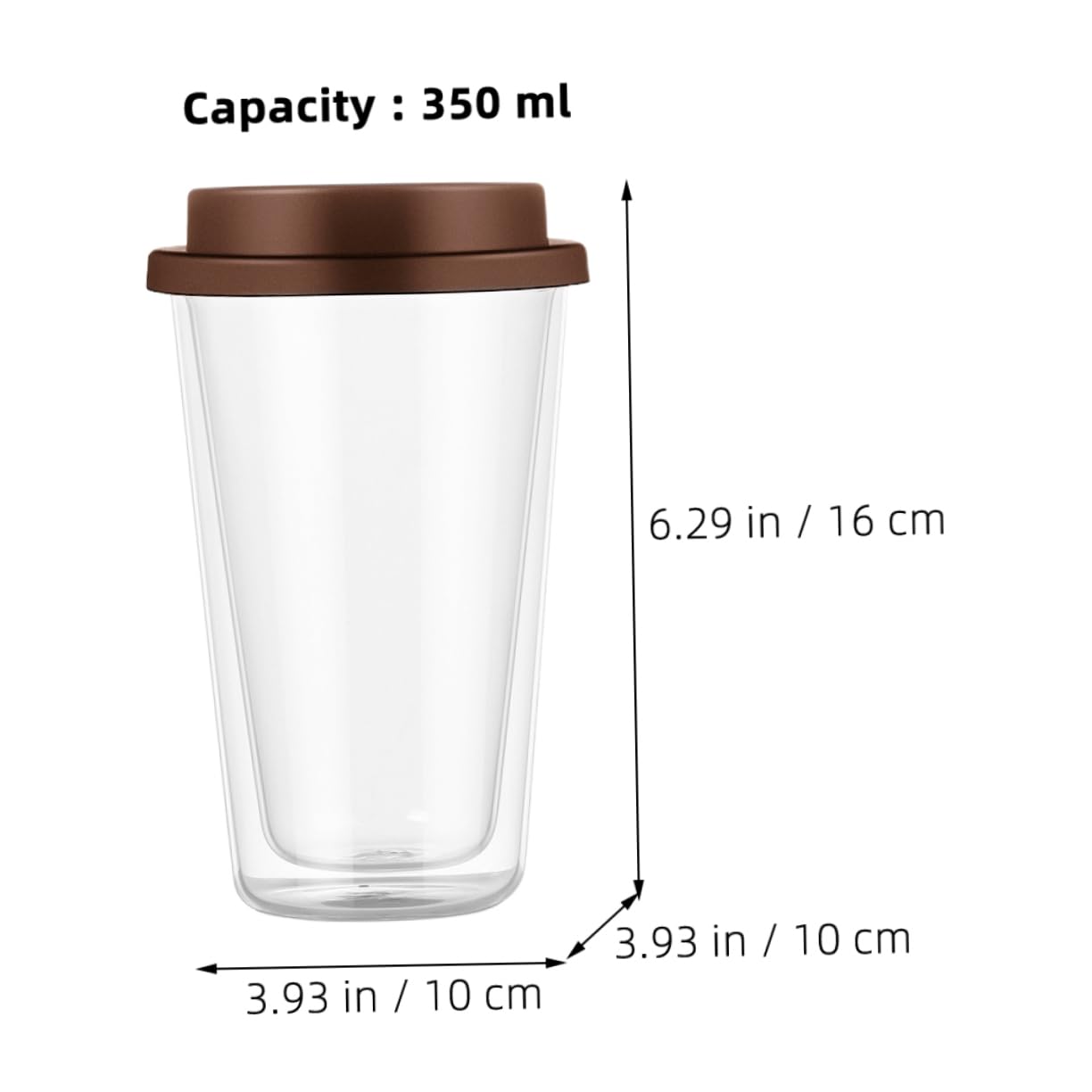 Tazzine Caffè e Impilabile in Vetro Borosilicato 350ml Vetro Doppia Parete con Design Ergonomico per Caffè, Tè e Bevande Calde