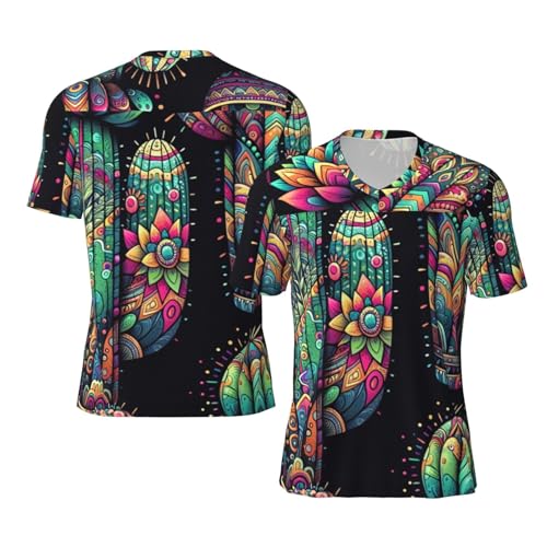 Stylish Athletic Sports Jersey Colorful-Cactus Men's Rugby Jersey Small