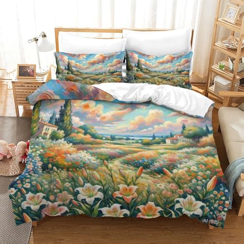 Linge de lit fleur de ballon imprimé 3D en microfibre premium - 2