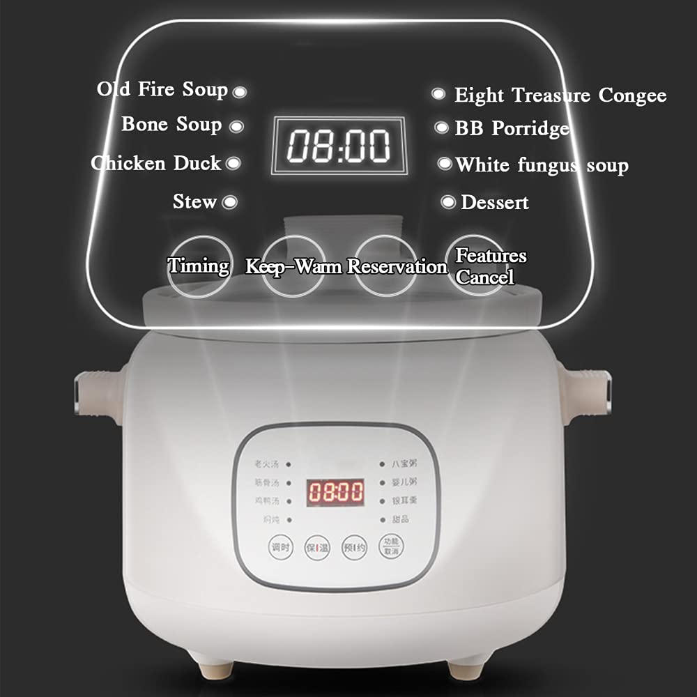220 watt pentola in ceramica a pentola a cottura lenta |Cooker multifunzionale da 3 litri/stufato/yogurt-timer a 24 ore e auto mantieni lo Stewer elettrico di dimensioni familiari caldi