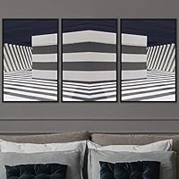 3 Piece Framed Canvas Wall Art Abstract Cool Line Canvas Prints Home Artwork Decoration for Living Room,Bedroom - 16