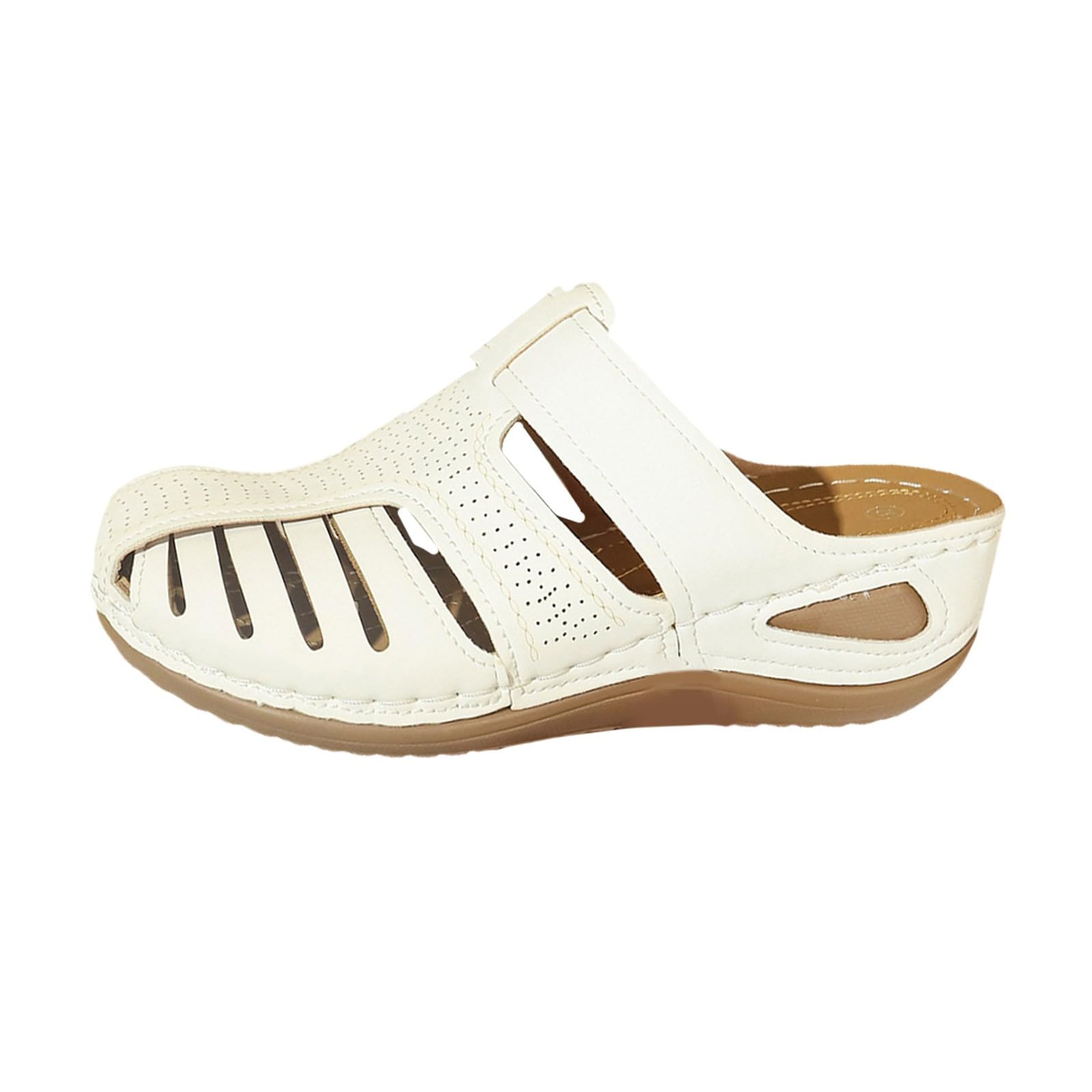 MJGkhiy Sandali Chiusi Davanti Donna Zeppa Estive Comode Antiscivolo Sandalo Punta Chiusa Vintage Cut Out Scarpe Ortopediche Moda Adjustable Strappo Platform Sandals Romani Sandali Ortopedici Spiaggia
