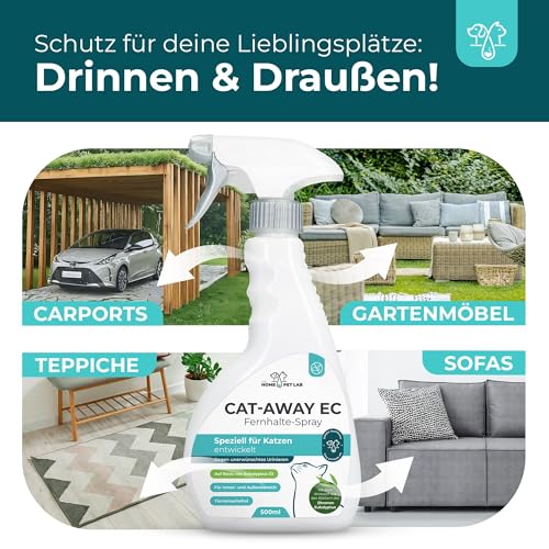 The Home Pet Lab Katzenabwehrspray Cat-Away EC gegen Urinieren & Kratzen - 500 ml - Fernhaltespray Katze für Innen und Außen - Katzen Schreck zur effektiven Katzenabwehr