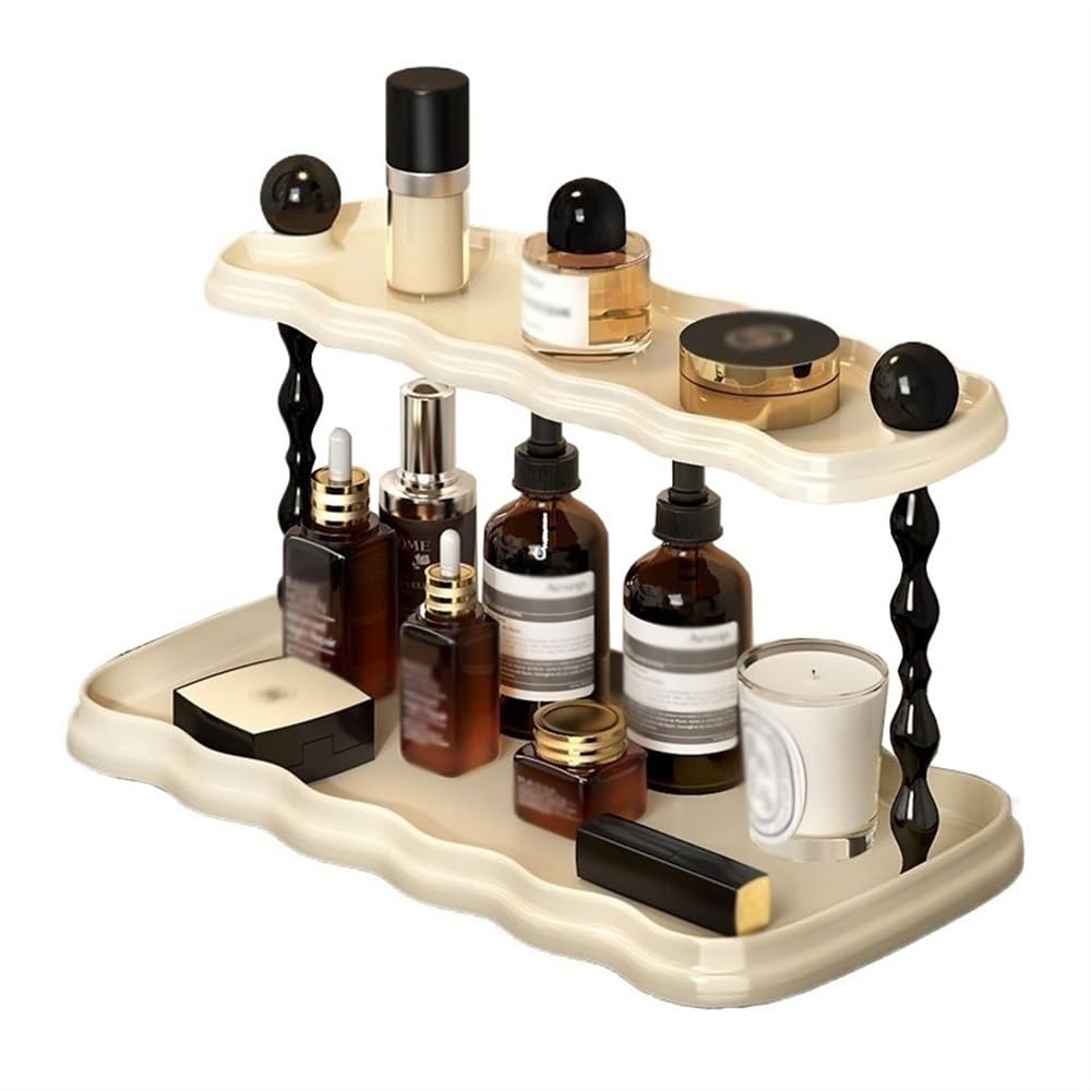 Bathroom Shelves Bathroom Organizer Countertop 2 Tier Ceramic Vanity Organizer Shelf for Makeup Storage Exquisite Vanity Organizer Tray