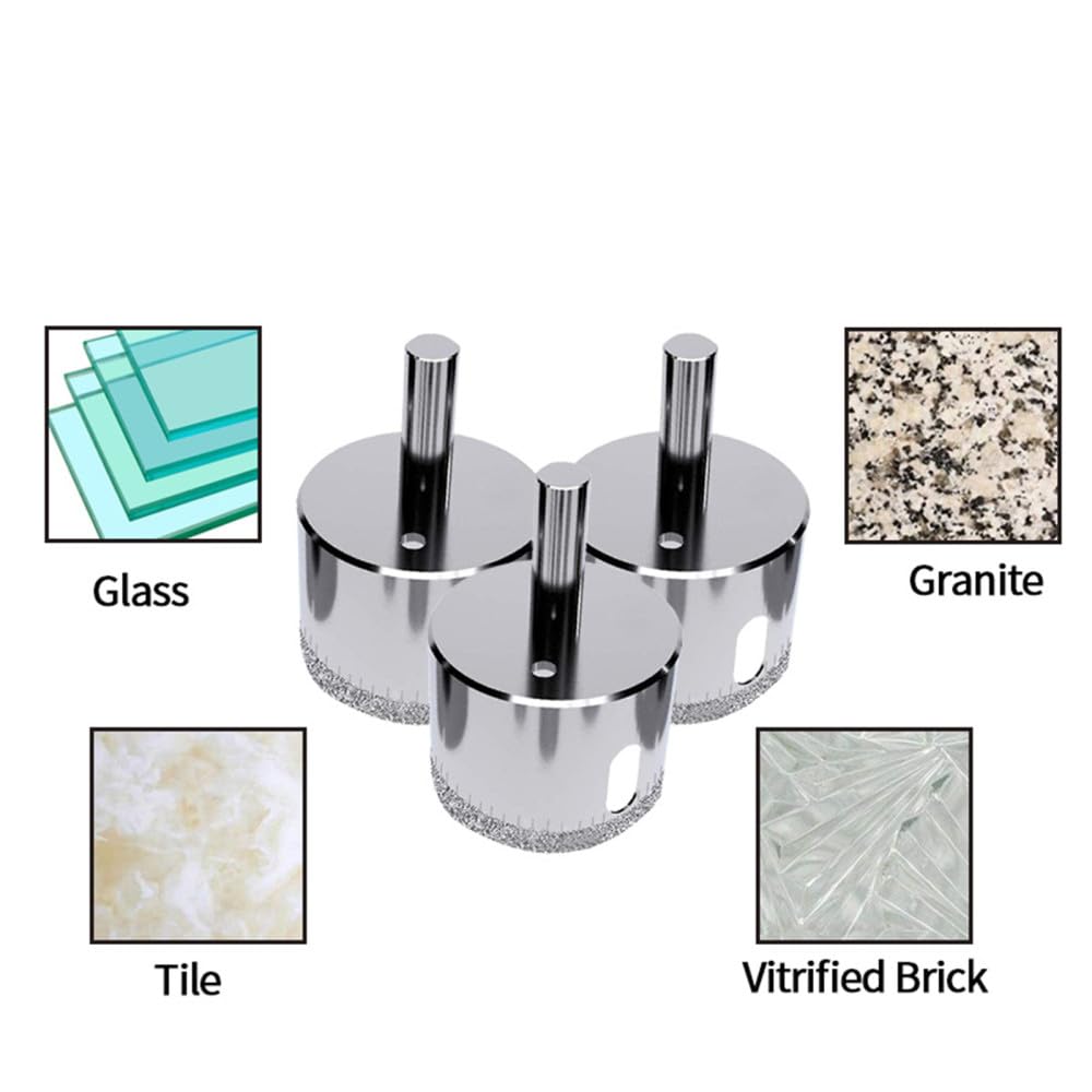Sega a tazza per piastrelle 15 pezzi Punta per sega a tazza diamantata Punta da trapano per vetro da 6-50 mm per sega a tazza per vetro e ceramica Set di punte rotonde, 15PCS