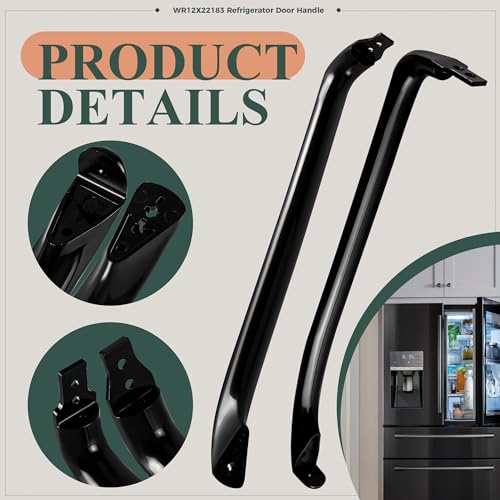 Romalon R-WR12X22183 Refrigerator Door Handle Kit Black 19In thumb #4