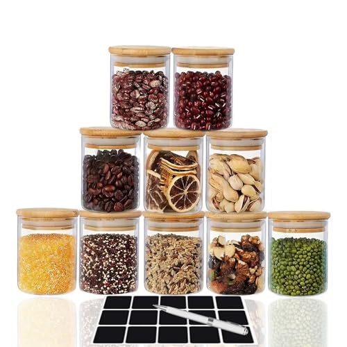 La mejor selección de Frascos Hermeticos de Vidrio los preferidos por los clientes. 50 FURRIFIC Juego de 10 Botes para Alimentos con Tapa Hermética,Frascos de Vidrio con Tapa,Tarros de Vidrio,Tarros Decorativos de Cocina para Café,Azúcar,Tuerca