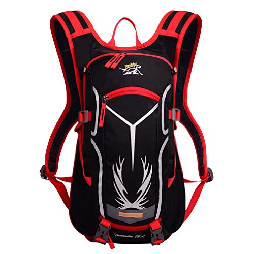 Xieben Fietsen Rugzak Mountainbike Lichtgewicht Rugzak voor Mannen Vrouwen Reizen Buitensporten Motorfiets Fiets Rijden 18L Waterbestendig Nylon Dagrugzak Zwart Rood