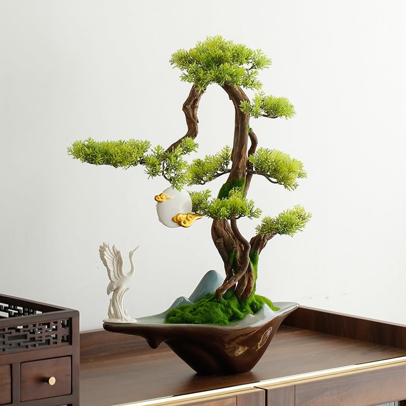 Maceta para árbol falso con diseño de pino realista para decoración de interiores 6