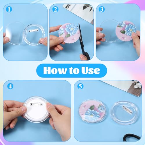 60PCS 3 Inch Clear Button Pins, Acrylic Blank Round Photo Bulk Custom Badge Kit for Picture Badge Make Your Own Buttons Christmas Crafts DIY Supplies3