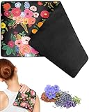 Swooflia Microwave Heating Pad for Warm Cold Compress - Lavender Flaxseeds Bags Hot Pack for Heat Therapy Chronic Pain Relief Back Cramps Shoulders Neck Women, Black Florals Detachable Stuffed Cover