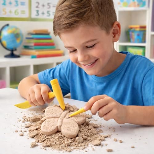 Image of Apex STEM Bug Fossil Dig Kit for Kids Ages 5+ Butterfly Fossil Excavation Science Toy with Hammer & Chisel | Archaeology Discovery Learning Kit | Educational Gift for Boys & Girls