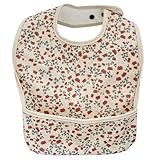 [Ufa] お食事エプロン 保育士監修 柔らか素材 保育園 3Dポケット 洗濯機OK 名前タグ付き (お花)