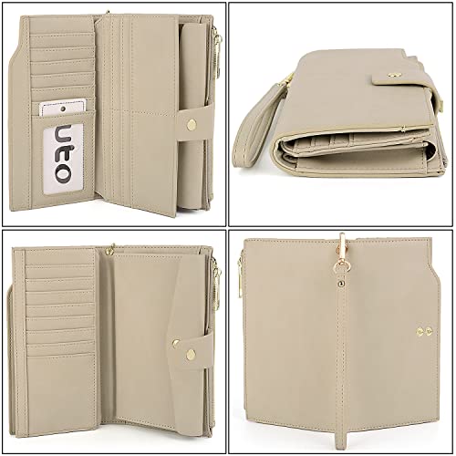 Image of UTO Wallet Women Vegan Leather Wristlet Snap Long Purse Credit Card Holder Elegant Clutch