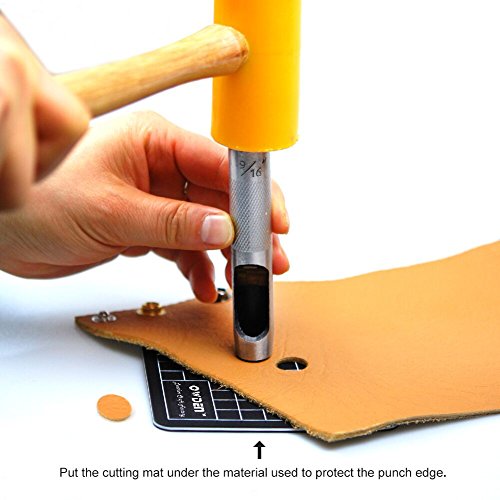 Image of OWDEN 12Piece Leather Hole Punch Set with a Free Cutting mat,Leather Tool,Hollow Punch Set, Round Hole Punch Set,for Cutting of Soft Material