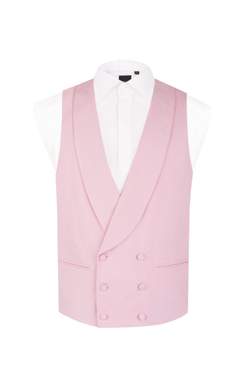 Dobell Mens Pastel Pink Morning Suit Wedding Waistcoat Regular Fit Shawl Lapel Double Breasted-L (42-44in)