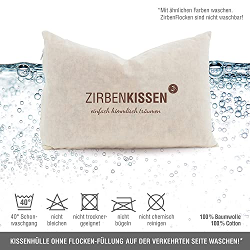 ZirbenFamilie Natur-Dekokissen 30x20cm • Zierkissen gefüllt mit natürlichen ZirbenFlocken