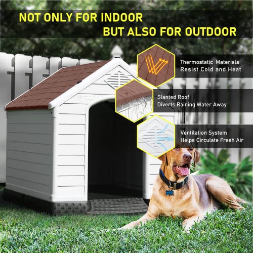 image for LEMBERI Durable Waterproof Plastic Dog House for Small to Large Sized 