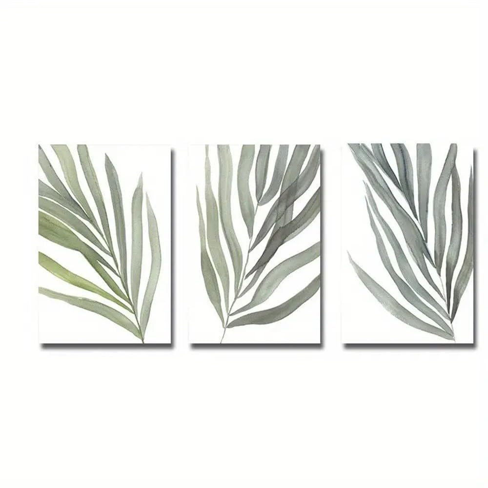WBYZAC Wall Pictures-Abstract Watercolor Botanical Tropical Leaves Painting Modern Boho Canvas Print for Living Room Bedroom Kitchen Home Decoration Wall Picture-30 * 50cm*3PCS (No Frame)