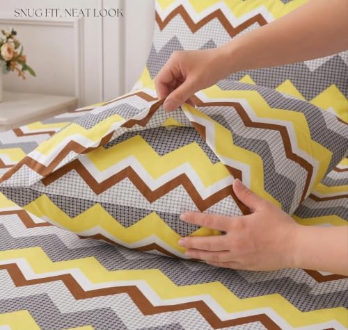 Image of IVAZA Turkish Cotton 280 TC Super Soft Warm Bedsheet Set for Single Size Bed, Durable bedsheet with 1 Pillow Cover Yellow Wine
