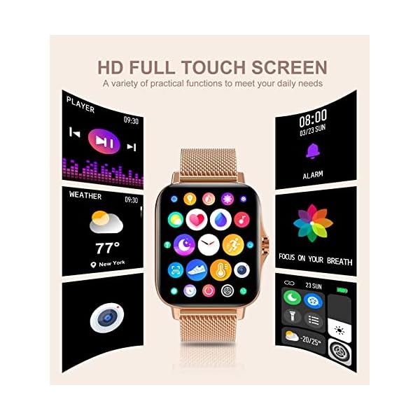 Smart Watch for Women(Call Receive/Dial), Iaret Fitness Tracker Waterproof Smartwatch for Android iOS Phones 1.7" HD Full Touch Screen Digital Watches with Heart Rate Sleep Monitor Pedometer, Gold - Image 7