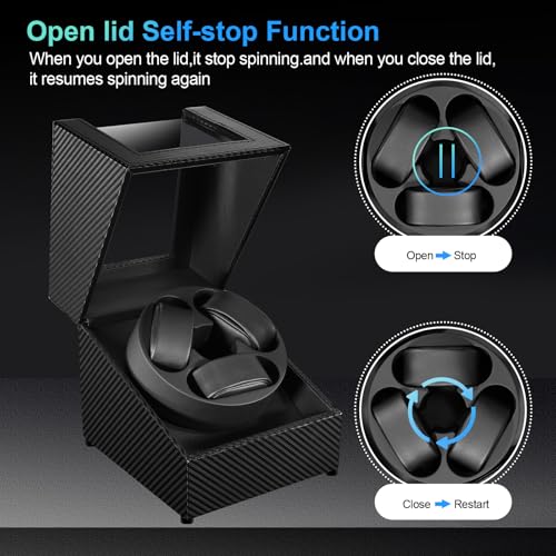 Image of J&T Technology Watch Winder for Automatic Watches,Automatic Watch Winder with LED Light,Rotating Watch Case with Japanese Quiet Motor,4 Rotation Modes,USB Type C