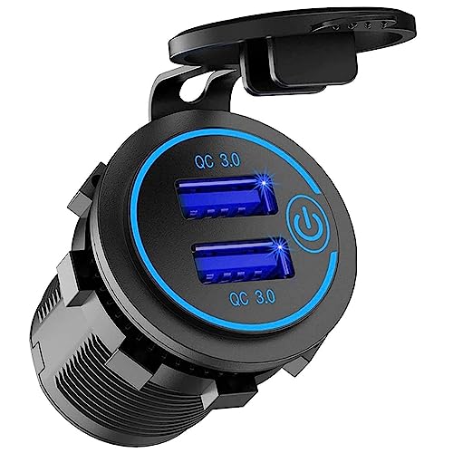 Cargador de coche USB dual QC 3.0 triple impermeable de 36W para evitar pérdidas de batería