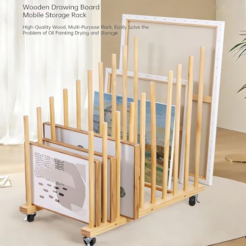Art Sto Séchoir à roulettes en bois pour toile et papier
