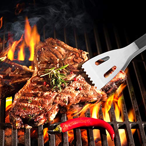 Grillbesteck Set,5-teilig Grillwerkzeug-Set,Grillzange, Grillwender, Grillbürste, Fleischgabel, Silikon-Backpinsel für Garten und Camping für Männer und Frauen