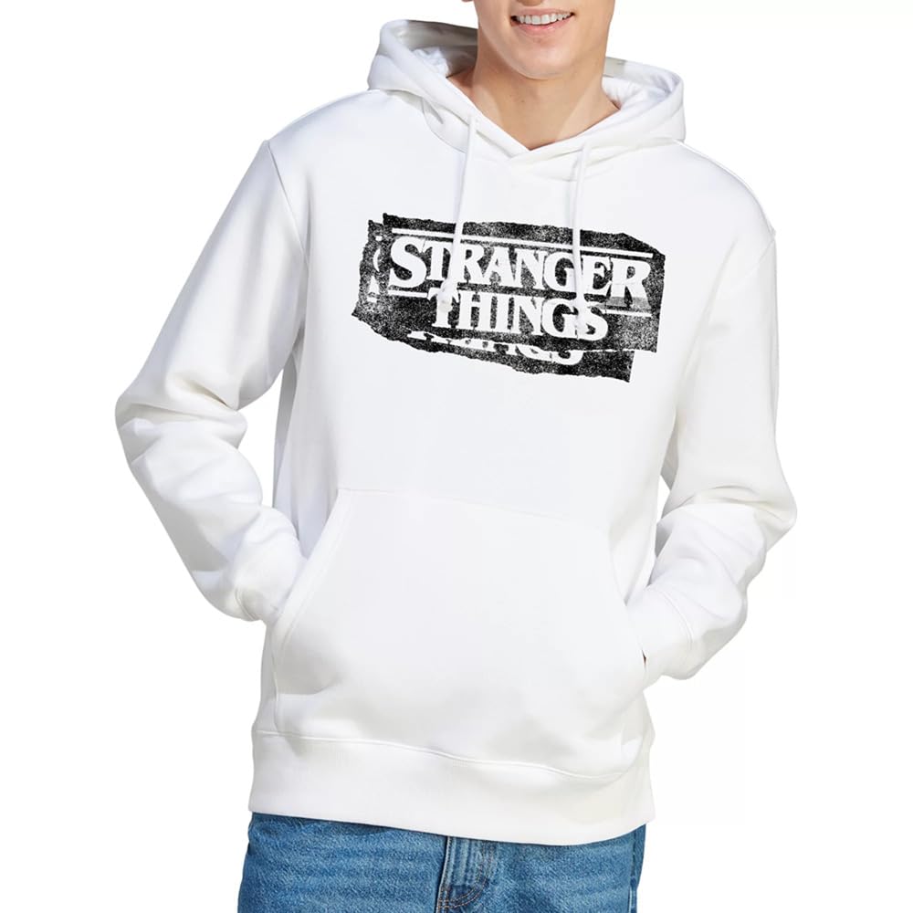 Stranger Things Punk Logo Unisex Hoodie, White, Large