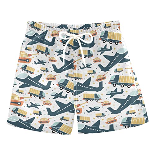Dussdil Airplane Truck Boy's Swim Trunks Kids Toddler Swim Board Shorts Bathing Suits for Teens Swimwear Swimsuit 2T