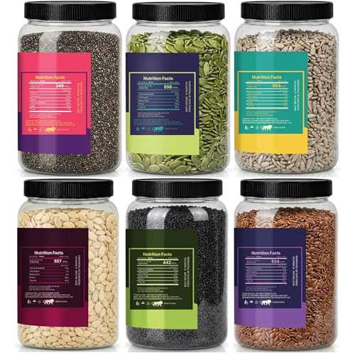 Image of LILA DRY FRUITS 6 Seeds Combo Pack Chia Flax Basil Pumpkin Sunflower Watermelon Seed Mix 250 g x 6 for Eating Healthy Raw Seeds Mix Super Seed Combo Daily Nutrition Seeds Blend