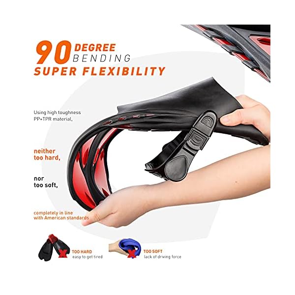 CAPAS Snorkel Fins, Swim Fins Travel Size Short Adjustable for Snorkeling Diving Adult Men Women Kids Open Heel Swimming Flippers - Image 3