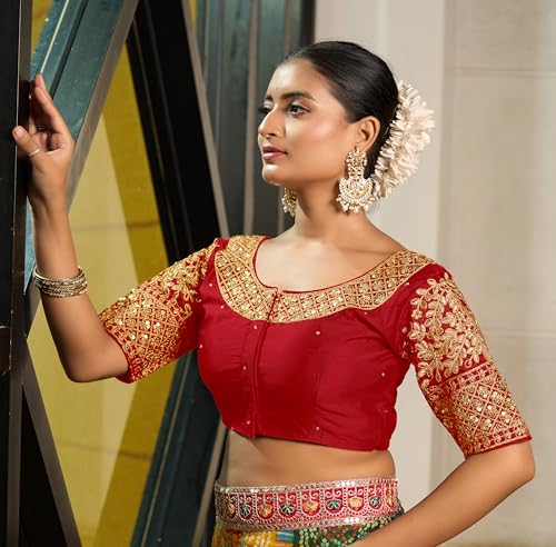 Image of Vihu Fashion Women Silk Half Sleeve Blouse