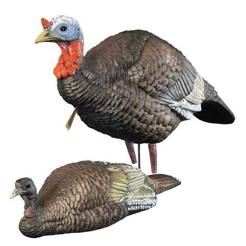 Higdon Outdoors Jake & Jill 1/4 Strut Jake and Laydown Hen Full Body Turkey Decoy Combo with Carry Bag