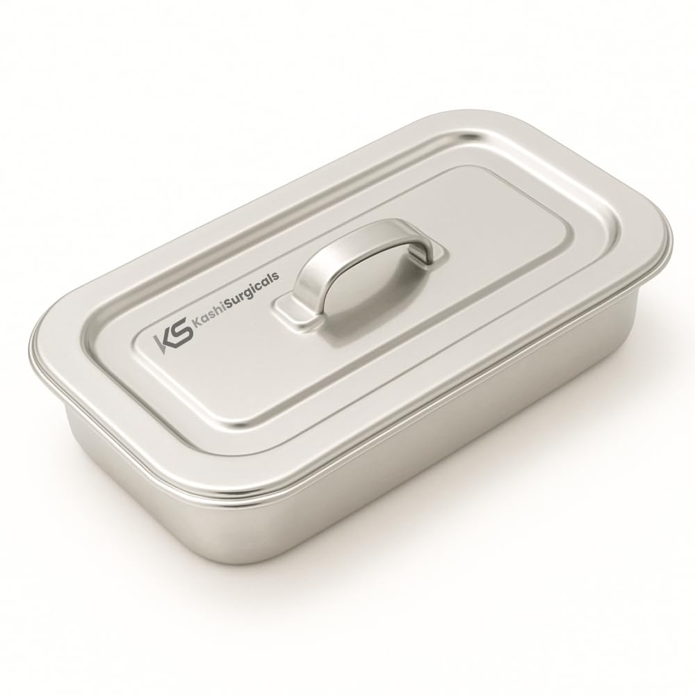 KS Stainless Steel Instrument Tray with Lid – Deluxe Quality SS304 Medical Tray for Hospitals, Clinics, and Surgical Use – Corrosion-Resistant, Sterilizable (8" x 3" x 1.5", Pack of 1)-image-18