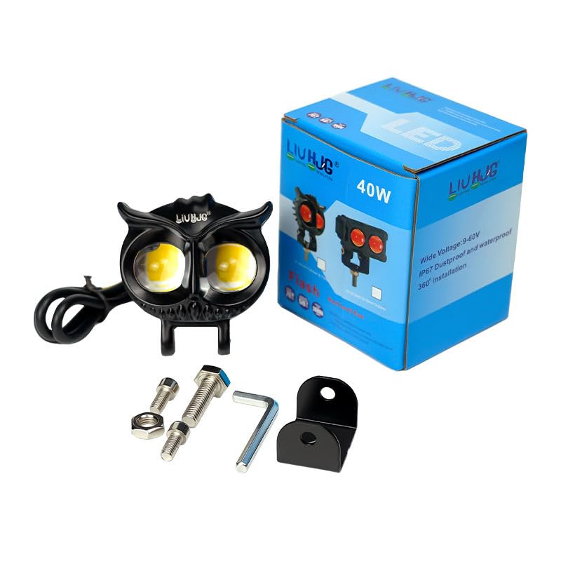 Image of LIU HJG Owl 40W LED Fog Light for Bikes & Cars - White, Yellow & Red Devil Eye - Super Bright Auxiliary Motorcycle Fog Lights, Waterproof Driving Lamp (1 piece)