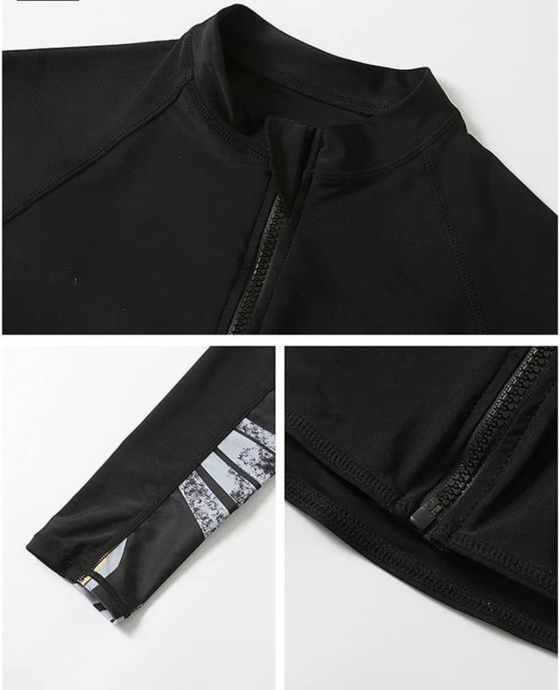 水着 メンズ ショートパンツ 潜水服 セパレート スイムウェア 長袖 ロング セパレーツ 肌守り UV/紫外線カット めくれ防止 体型カバー ラッシュガード フィットネス 3セット L-3XL