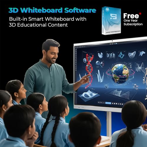 Smart Pixel 65 Inch All in One Interactive Smart Board 3840X2160 Pixel 48 MP Inbuilt HD Cam 8Array Mic 4K Display and Dual Operating System Latest Android and Windows Version for Office, School Smart Pixel 65 Inch All in One Interactive Smart Board 3840X2160 Pixel 48 MP Inbuilt HD Cam 8Array Mic 4K Display and Dual Operating System Latest Android and Windows Version for Office, School