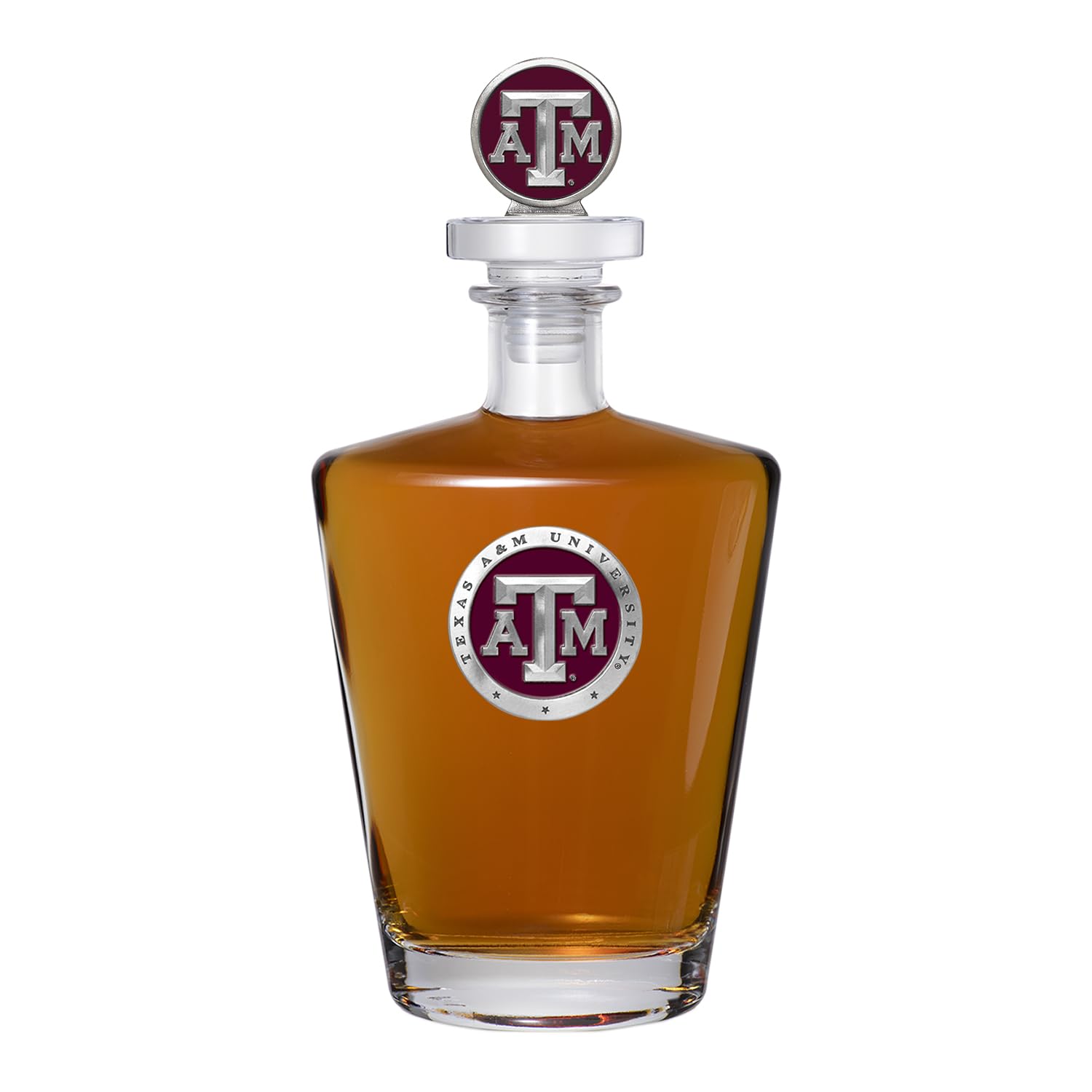 Heritage Pewter Texas A&amp;M Aggies Royal Decanter with 3D Stopper | 30 OZ Liquor Pourer | Expertly Crafted Pewter Glass
