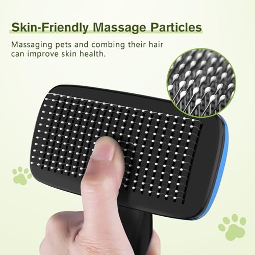 Image of Pecute Skin Friendly Self-Cleaning Slicker Brush for Dog & Cat Shedding | 1 click clean, Lightweight, Undercoat hair removal, For short /long /double /white coats