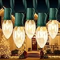 Vintage C9 Christmas Lights Outdoor, 50 FT C9 String Lights with 50 Clear Bulbs, Waterproof Christmas Tree Light for Outdoor Indoor Xmas Roofline Backyard Garden Patio Home Holiday Decor, Green Wire