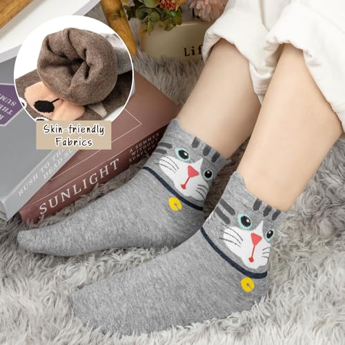 Image of Chalier Womens Funny Socks Cozy Cute Printed Patterned Fun Socks Novelty Cat Dog Socks for Women